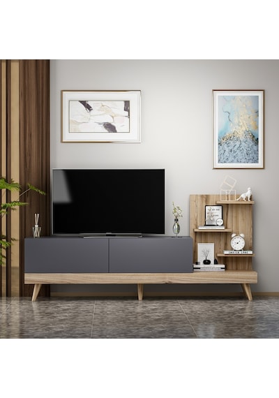 Bmdekor Tv Sehpası Desso Antrasit Ceviz 180 Cm