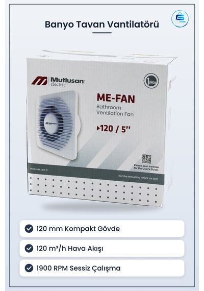 Tavan Vantilatörü 120 Mm Banyo Tuvalet Aspiratörü 15w M³/h Sessiz
