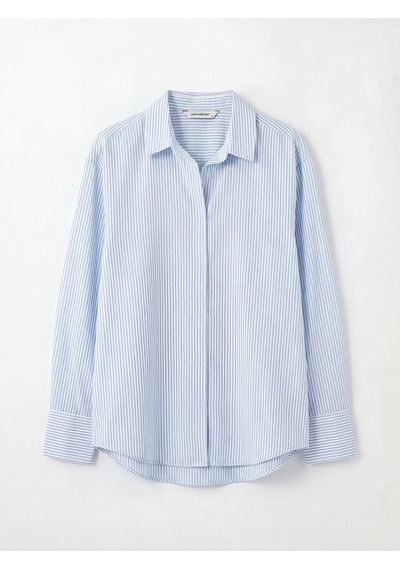 Lcw Everyday Mavi Çizgili Poplin Kadın Gömlek