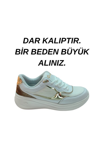 Ay Ayakkabım Crm2007 Kadın Beyaz-altın 36-40 Günlük Spor Ayakkabı