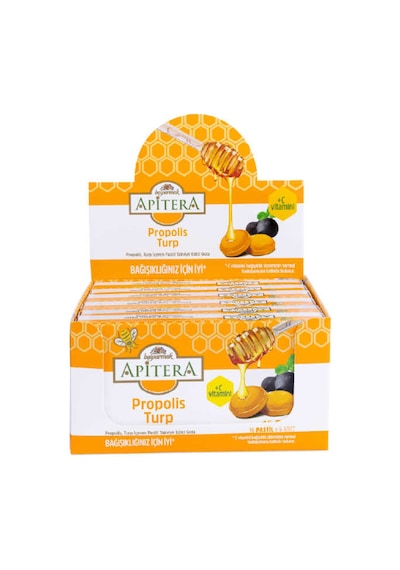 Apitera Doğal Bal, Turp, Kurkumin, C Vitamini Ve Propolis İçeren Takviye Edici 96 Lı Boğaz Pastili