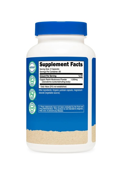 Organic Reishi Mushroom 1,500 Mg 120 Capsules