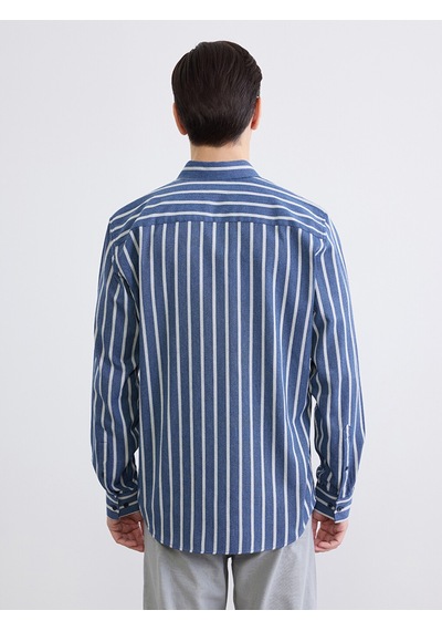 Lcwaıkıkı Classic Lacivert Regular Fit Çizgili Armürlü Erkek Gömlek
