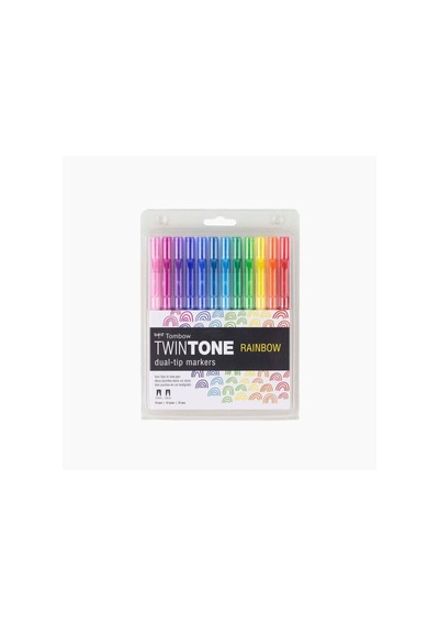 Tombow Rainbow Twintone Çift Uçlu Marker Kalem Seti 12 Li