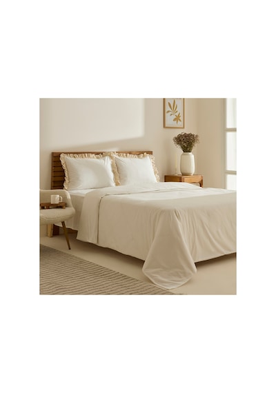 Kaşmir Home Lisa %100 Pamuk Tek Kişilik Nevresim Takımı Offwhite