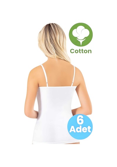 Tezzgelsin Kadın 6'lı İp Askılı Dantelli Atlet Beyaz