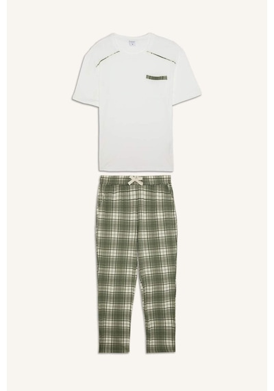 Defacto %100 Pamuk New Regular Fıt Kısa Kollu 2li Pijama Takımı H8717ax26smwt34 Beyaz-wt34