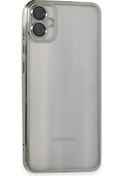 Uray Store Samsung Galaxy Uyumlu  A05 Kılıf Razer Lensli Silikon - Gümüş