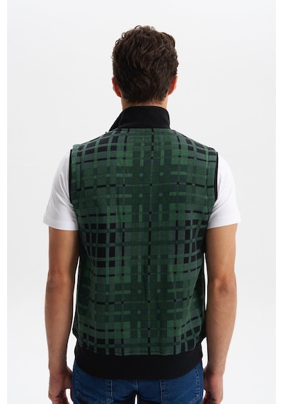 AR-MA Arma Erkek Slim Fit Örme Desenli 3 İplik Şardonlu Dik Yaka Yelek %70 Pamuk %30 Polyester Y6sso9490 Yeşil