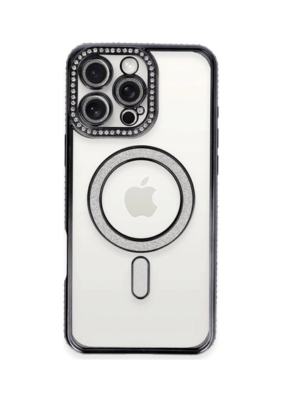 Apple İphone 16 Pro Kılıf Joke Simli Magneticsafe Kılıf - Gri Düz Renkli