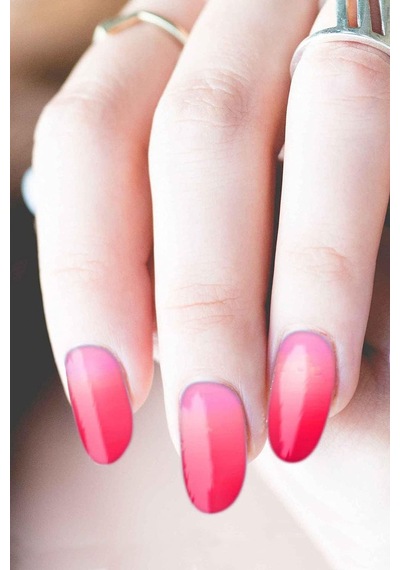 Pembe - Kırmızı Ombre Tırnak Dövmesi, Tırnak Tattoo, Nail Art, Tırnak Sticker, Nail Sticker