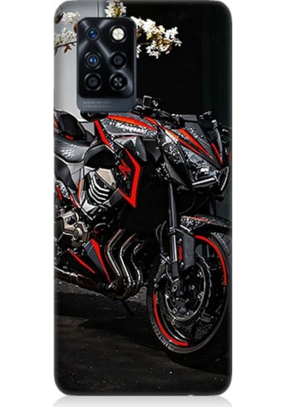 İnfinix Note 10 Pro Uyumlu Siyah Motosiklet Desenli Silikon Kılıf