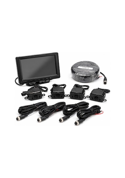 Mega Oto Market 4 Kameralı 7" Ekranlı Araç Kayıt Sistemi Minibüs & Kamyon Uyumlu 12-24v Hd Ekran