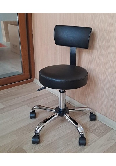 Ofis Kasiyer Taburesi Metal Ayak Tekerlekli Sırt Dayama Eczane Laboratuvar Büro Çalışma Koltuğu Diğer