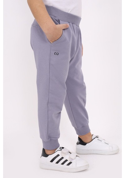 Toontoy Kids Toontoy Erkek Çocuk Baskılı Beli Paçası Ribanalı Cepli Basic Jogger Eşofman Altı - 2 İplik Koyu Gri