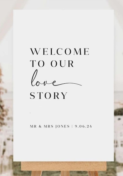 Karşılama Panosu İçin 40 Cm Genişliğinde Siyah Renk Yazı Ayna İçin Yazı Welcome To Our Love Story Yazısı