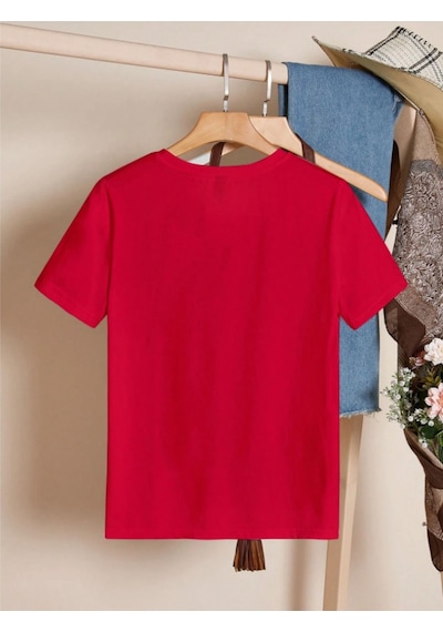 Unisex Pamuklu Ciao Ön Baskılı Tasarım Tshirt Kırmızı