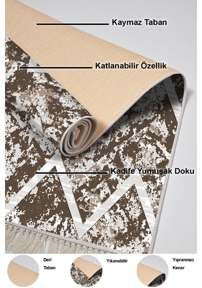 Dekoreko Kaymaz Taban Djt 3 Lü Banyo Paspas Takımı Yıldız Deri Karışık Iskandinav F5128 Kahve