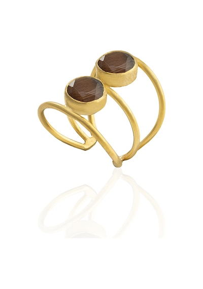 Kadir Jewellery 22 Ayar Altın Kaplama Kadın Zirkon Taşlı Yüzük Kahverengi 36693569