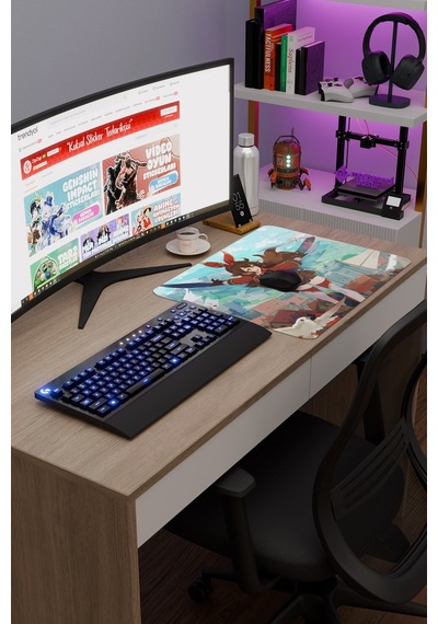 Amber Genshin Impact Anime Gacha V4 - 48x40 Xl Gaming Mouse Pad Fare Altlığı