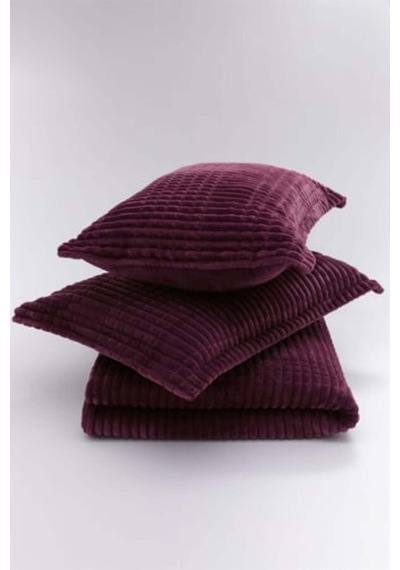 Merinos Modern Line Çift Kişilik Battaniye Seti - Pembe Bordo