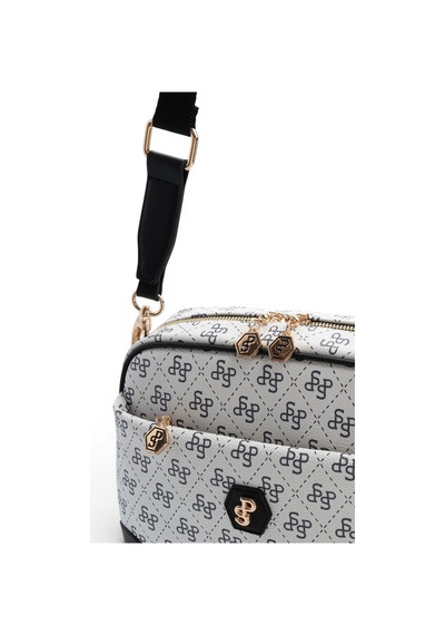 Silver & Polo Silver Polo Beyaz - Siyah Monogram Kadın Çapraz Çanta Sp1094