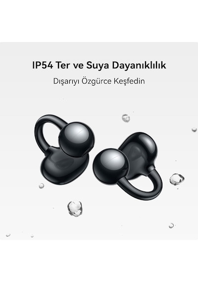 Freeclip, Estetik Tasarım, Tüy Kadar Hafif, Açık Kulak Tasarımı, Yapay Zeka Destekli Kristal Netliğinde Arama, Uzun Pil Ömrü, Çift Cihaz Bağlantısı,siyah
