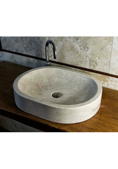 Traverten Oval Mermer Lavabo