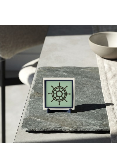 Gemi Dümeni Figürlü Modern Dekoratif Obje, Çalışma Masanız İçin Şık Bir Parça 10x10 Cm