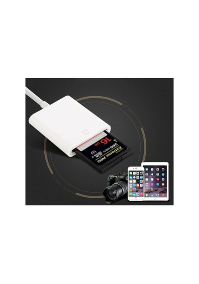Apple Uyumlu iPhone/Apple Uyumlu iPad Lightning To Sd Kart Hafıza Kart Adaptörü Nk105- 5775 - Karbul7347-9066 Beyaz