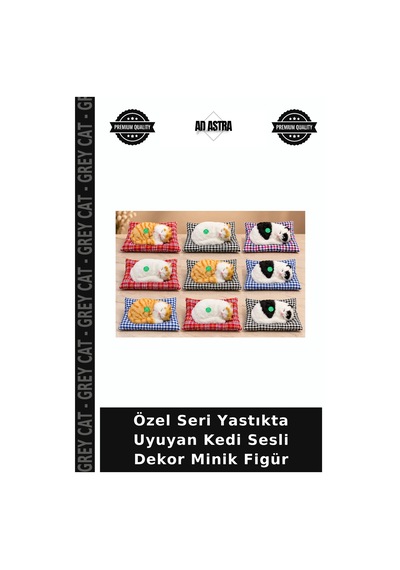 Özel Seri Yastıkta Uyuyan Kedi Sesli Dekor Minik Figür