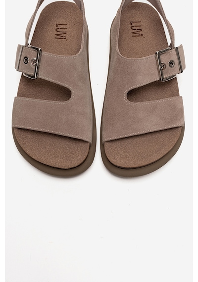 Luvishoes Jalven Taş Süet Hakiki Deri Kadın Sandalet