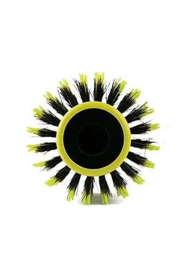 Koodmax Ahşap Saplı Naylon Kıl Saç Şekillendirici Fön Fırçası - Saç Düzleştirici Tarak 7.5cm - Sarı - Siyah
