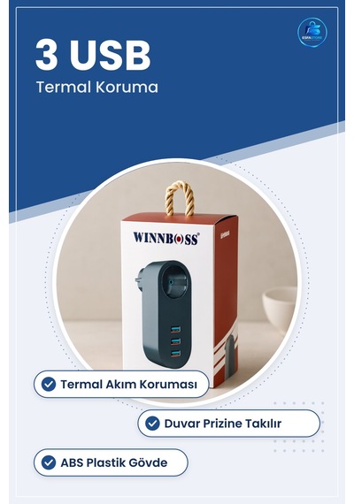 Duvar Tipi Priz Ve Usb Portlu Termal Akım Korumalı Şarj Aleti Ev