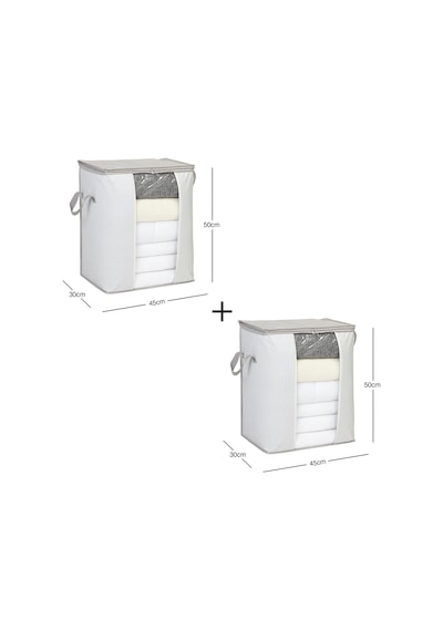 Ocean Home Textile 2'li Pvc Pencereli Stuff &  Things Gri Çizgili Hurç Set