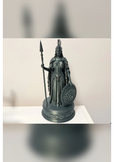Zeroxo Atena Heykeli Mızraklı Kalkanlı Dekoratif Biblo 13x25 Cm