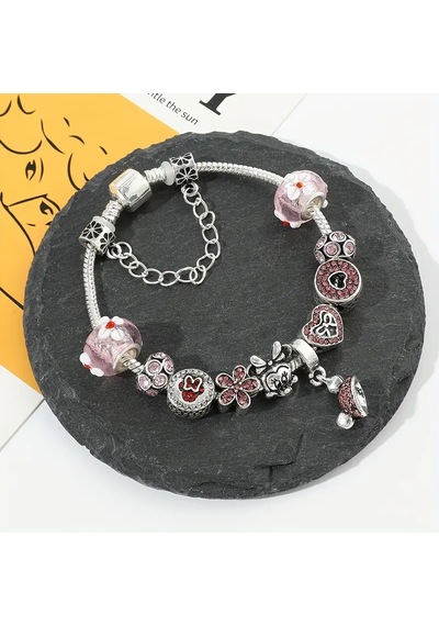 Disney Minnie Mouse Temalı Mickey Charmlı Bileklik Gümüş