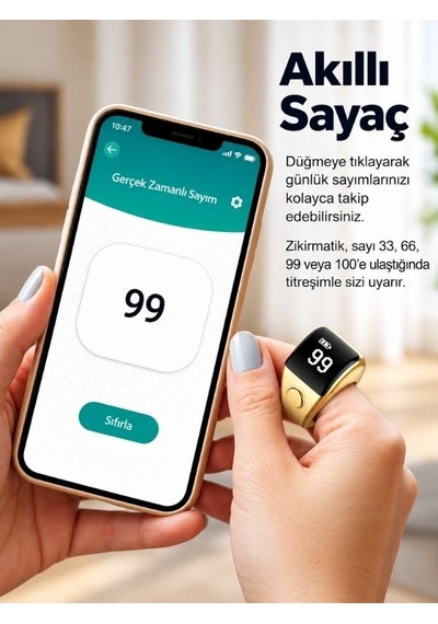 İtasbeeh Qb702 Lite Akıllı Zikr Halkası Hafif, Ergonomik Ve Uygulama Destekli Tasbih Yüzüğü