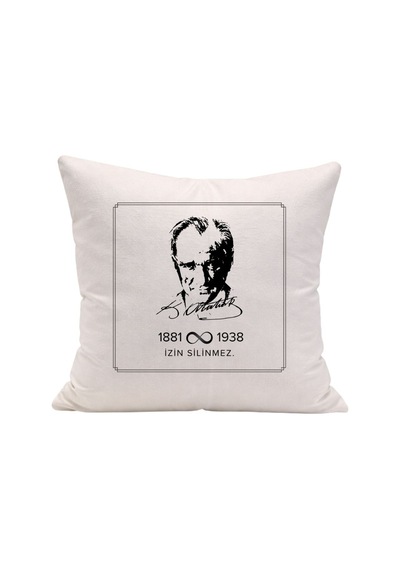 Mustafa Kemal Atatürk Temalı 1881-1938 Sonsuzluk Detaylı Kırlent Kılıfı Çok Renkli