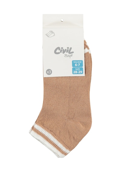 Civil Boys Basic Natural 3'lü 2-12 Yaş Erkek Çocuk Patik Çorap Standart