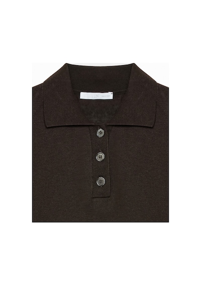 Dilvin 10871 Lyocell Karışımlı Polo Yaka Bluz-koyu Kahve