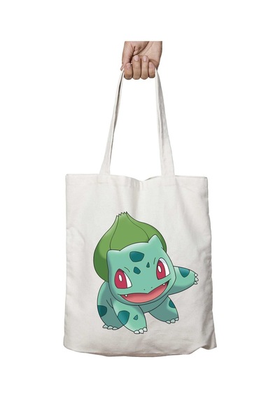 Art Hediye Pokemon Bulbasaur İki Taraf Kalıcı Yıkanabilir Okul Plaj Omuz Bez Çanta Çok Renkli