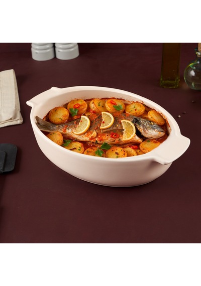 Aryıldız Elissa Oval Fırın Kabı Mat Beyaz 31 Cm Çok Renkli