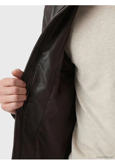 LC Waikiki Southblue Kahverengi Regular Fit Erkek Deri Görünümlü Ceket Brown