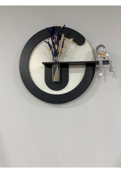 Primula Ahşap Pilli Ledli İskandinav Tarzı Salon Duvar Rafı Modern Çiçeklik 50 Cm Paris Grisi - Antrasit