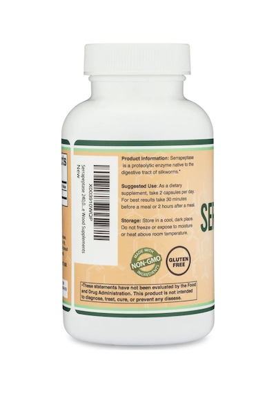Double Wood Serrapeptase 240,000 Spu Veg 120 Capsul. Tr Tek Y...