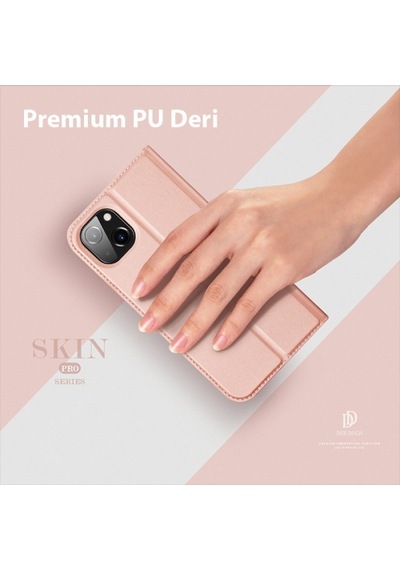 More TR Dux Ducis Apple Uyumlu iPhone 14 Plus 6.7 Kılıf Skin Pro Series Flip Cover Kapaklı Kılıf - Rose Gold