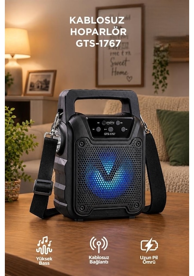Torima GTS-1767 Bluetooth 5.0 RGB Işıklı El Fenerli Kablosuz Speaker