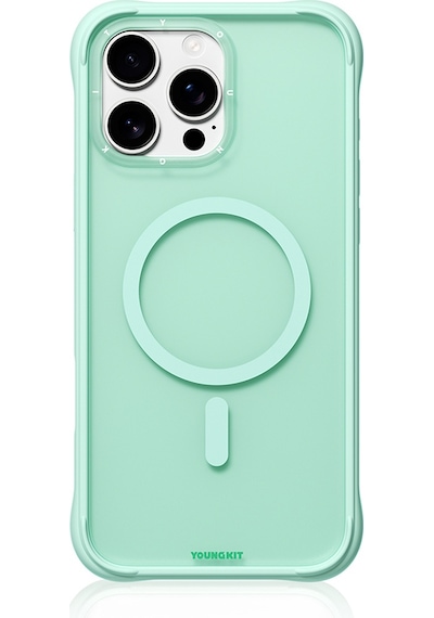 Apple Uyumlu iPhone 16 Pro Kılıf M-safe Şarj Özellikli Youngkit Macaroon Serisi Kapak Açık Yeşil
