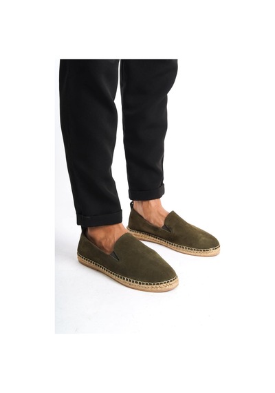 Mubiano Hakiki Deri Summer Erkek Jüt Taban Haki Süet Espadril & Loafer -mssr1120-hk Haki